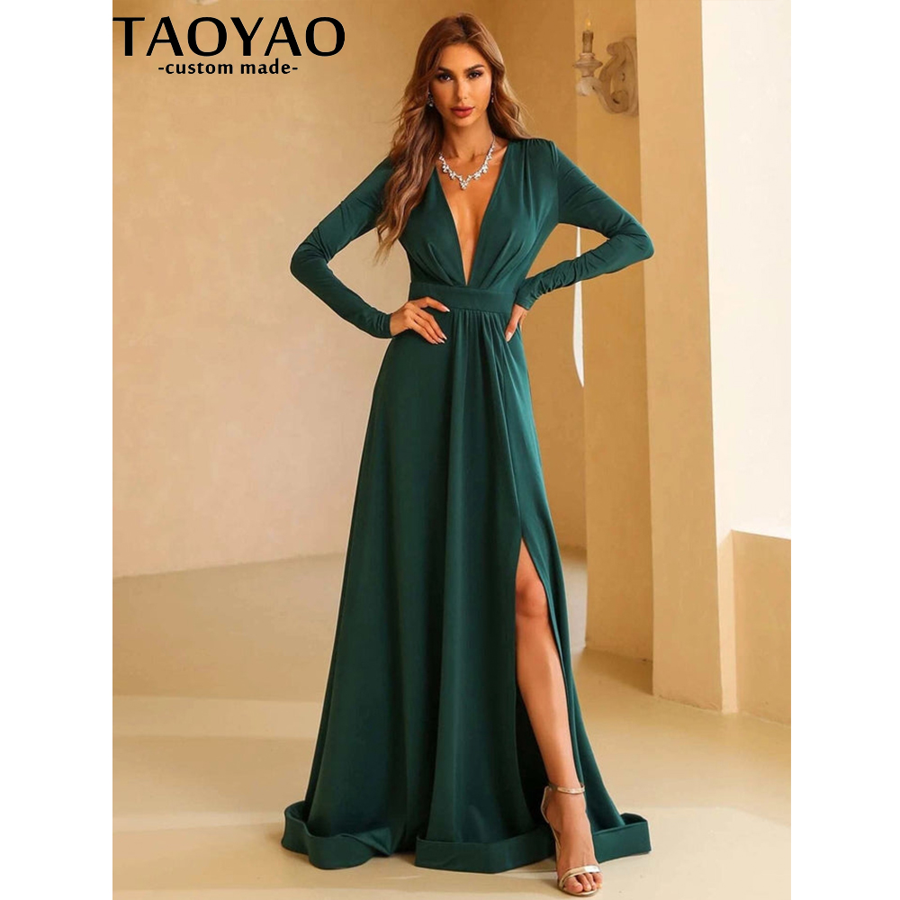 TaoYao Women Evening Dresses C - Elegant Satin Evening Gown Split recension och pris