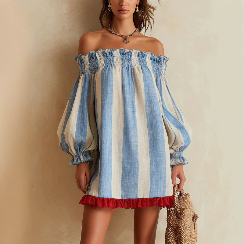 2026 Women Off‑the‑Shoulder Dr - Off Shoulder Puff Sleeve Sundress recension och pris