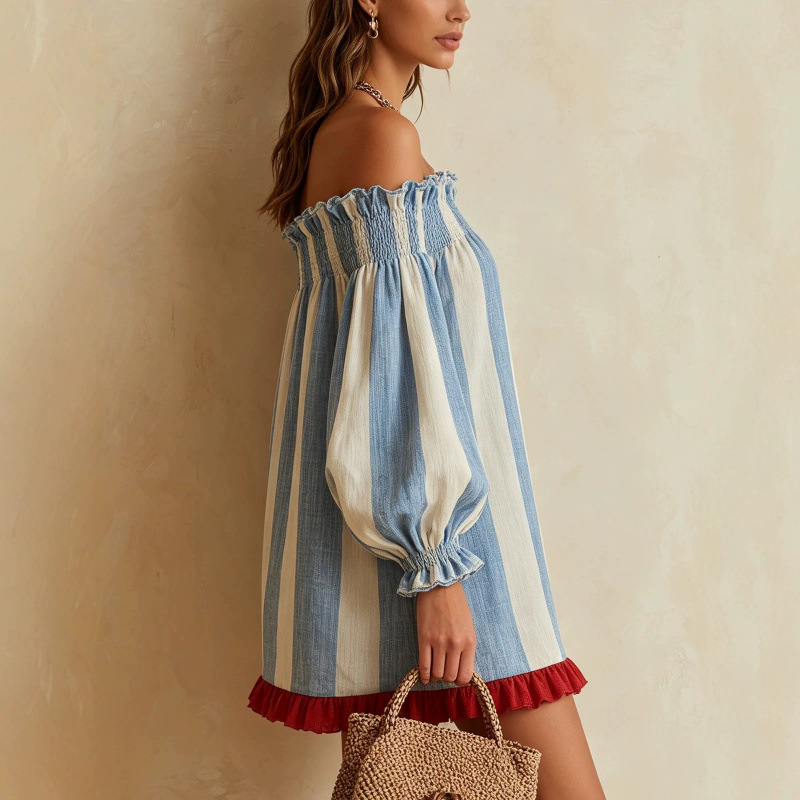 2026 Women Off‑the‑Shoulder Dr - Off Shoulder Puff Sleeve Sundress recension och pris