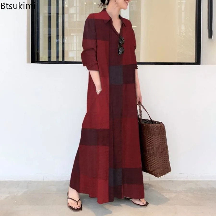 Fashion New Shirt Dress Women  - Casual Loose Linen Shirt Dress recension och pris