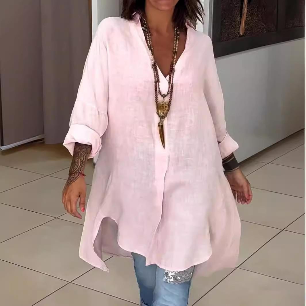 New 2024 Women's Casual Cotton - Casual Loose Linen Shirt Dress recension och pris