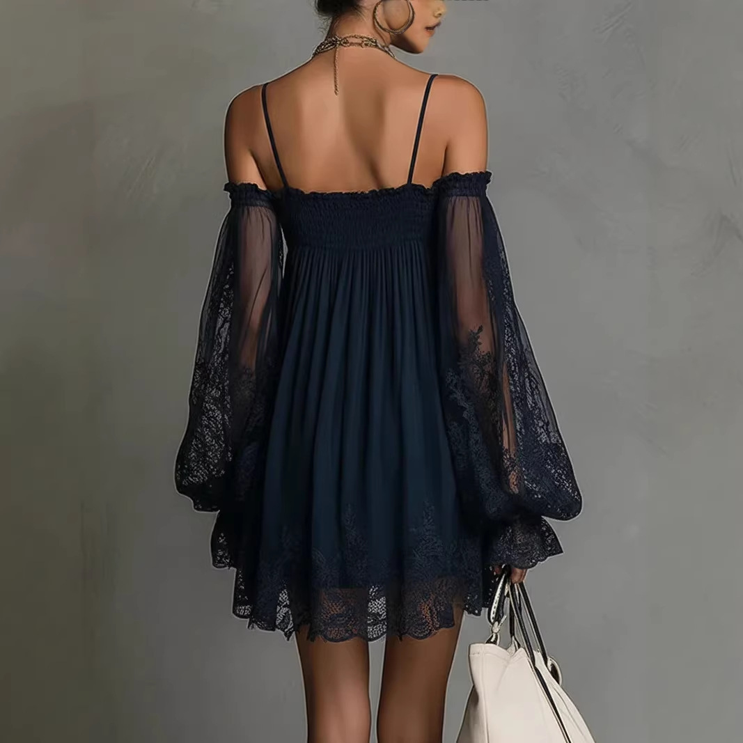 Off Shoulder Lace Mini Dress S - Off Shoulder Puff Sleeve Sundress recension och pris
