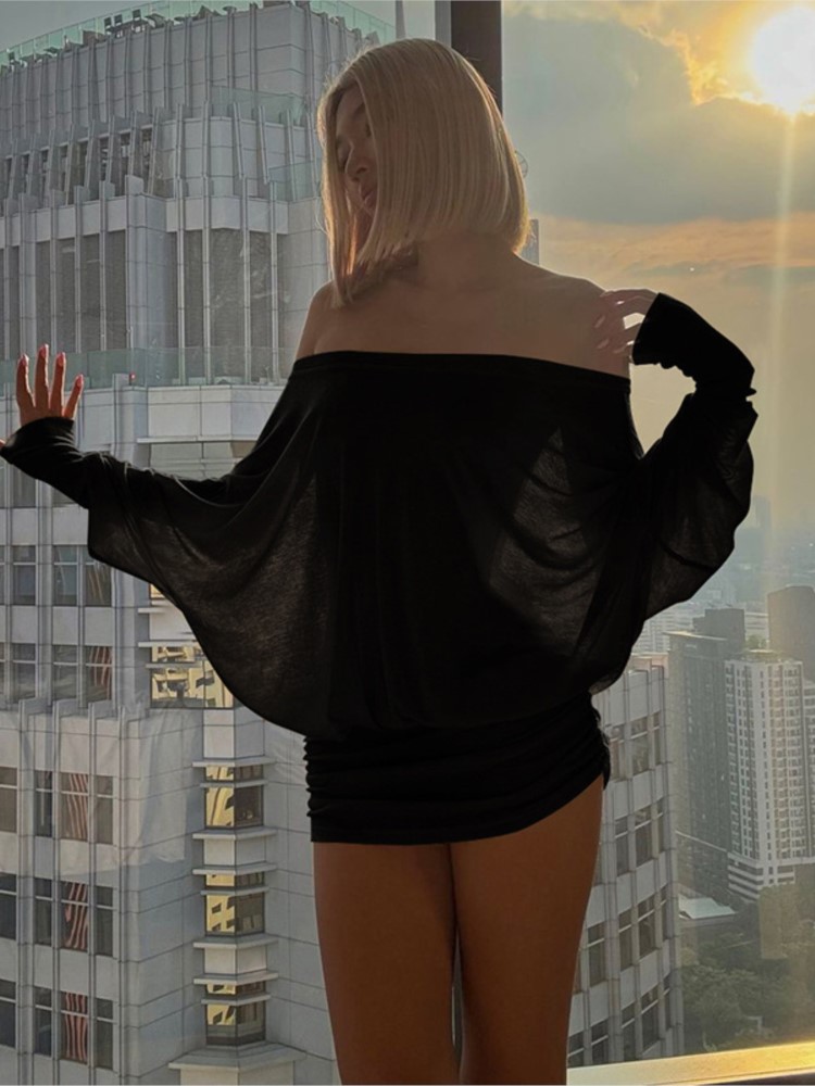 New Fashion Off Shoulder Sheer - Sexy Mesh Sheer Bodycon Dress recension och pris