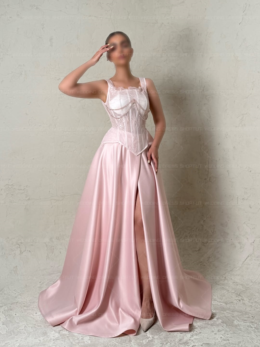 TLIT Elegant Baby Pink Silk Sa - Elegant Satin Evening Gown Split recension och pris