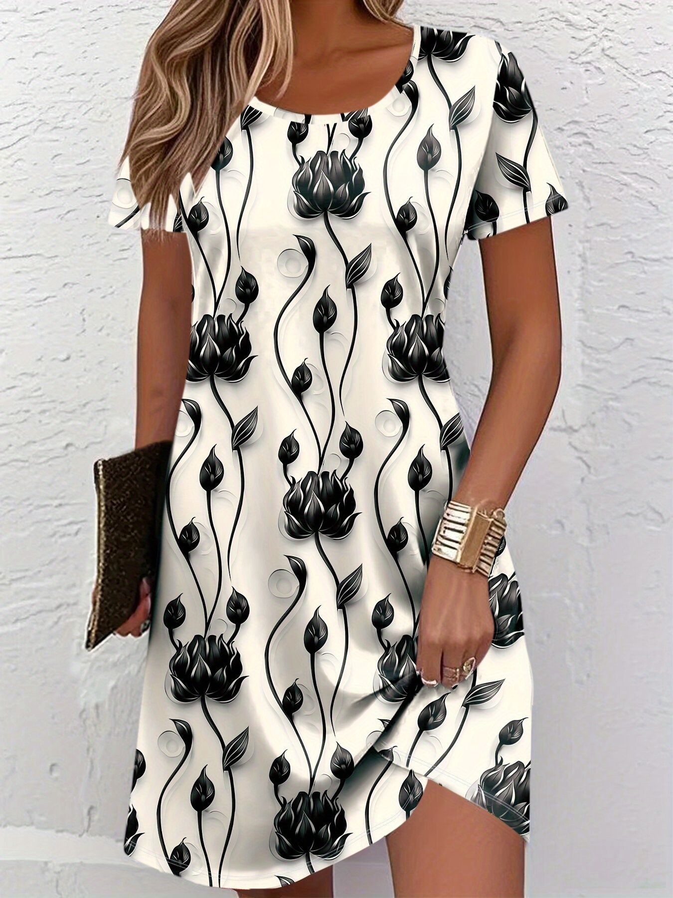 New Women Slim Summer 3D Print - French Vintage Floral Midi Dress recension och pris