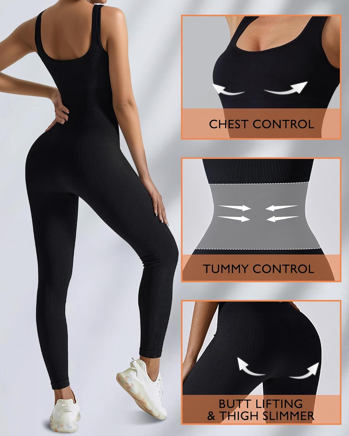 Women Workout Seamless Jumpsui - Seamless Ribbed Workout Tank Top recension och pris