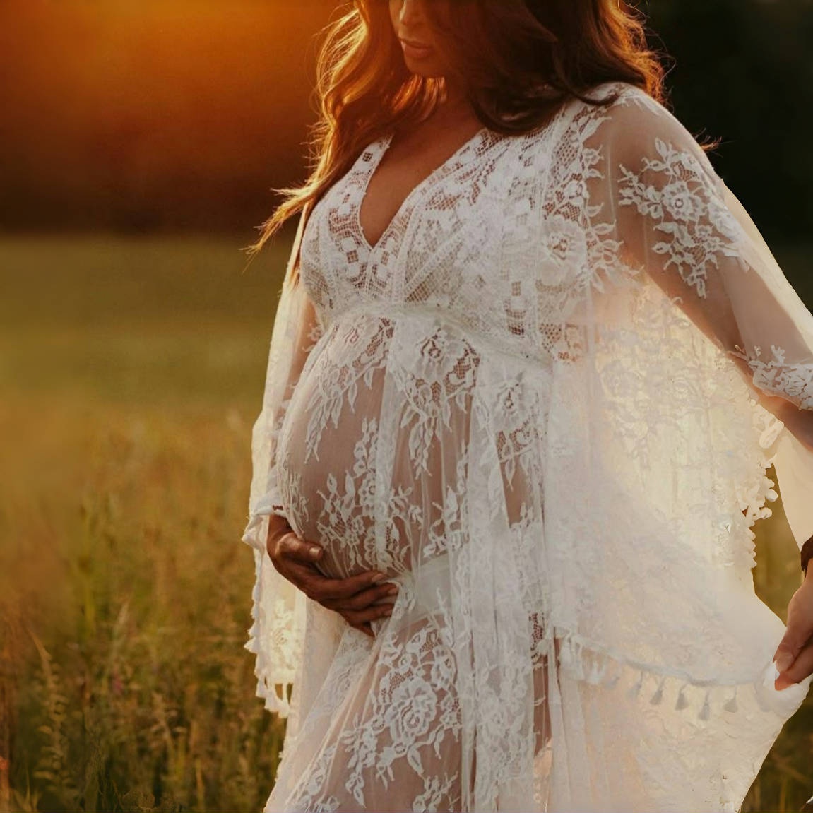 Boho Lace Matenrity Photo Shoo - Boho Summer Beach Maxi Dress recension och pris