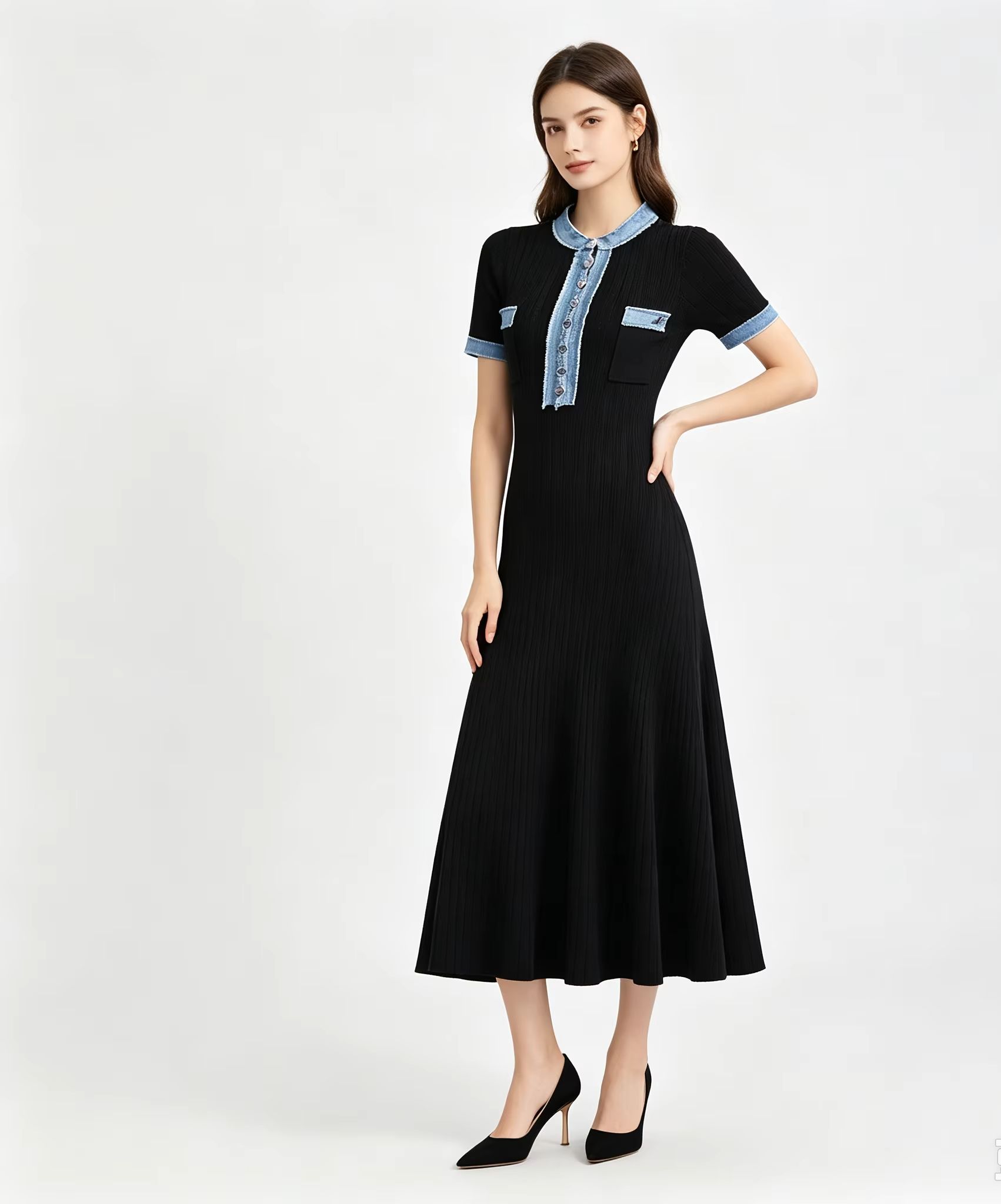 Ribbed Knit Mermaid Long Dress - Bodycon Long Sleeve Ribbed Dress recension och pris