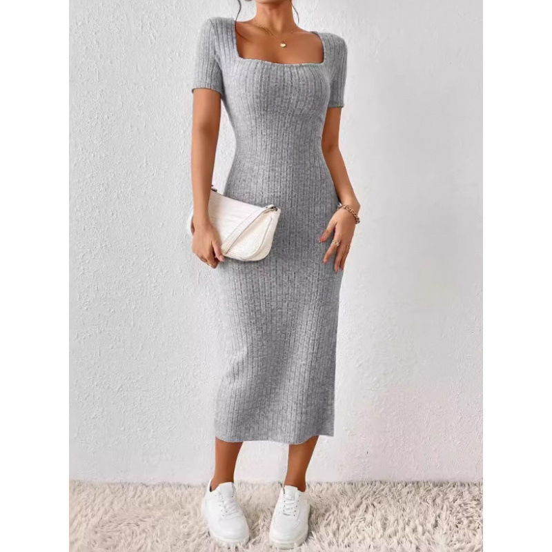 Ropa Para Mujer Vintage Ribbed - Bodycon Long Sleeve Ribbed Dress recension och pris