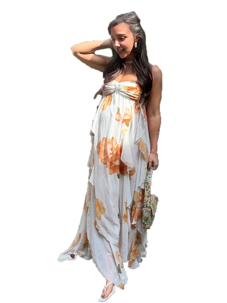 Boho Floral Maternity Photosho - Boho Summer Beach Maxi Dress recension och pris