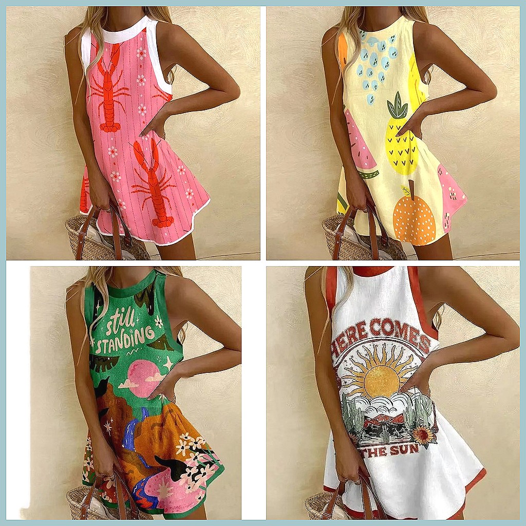 Women's Pineapple Print Sleeve - Dresses recension och pris