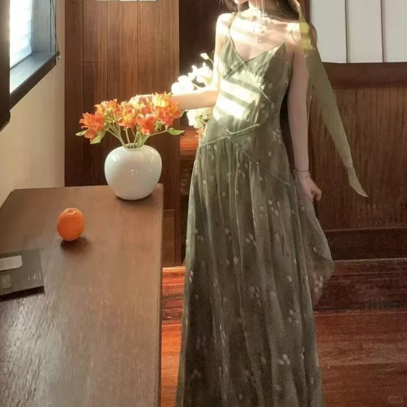 2025 New Vintage Elegant Frenc - French Vintage Floral Midi Dress recension och pris