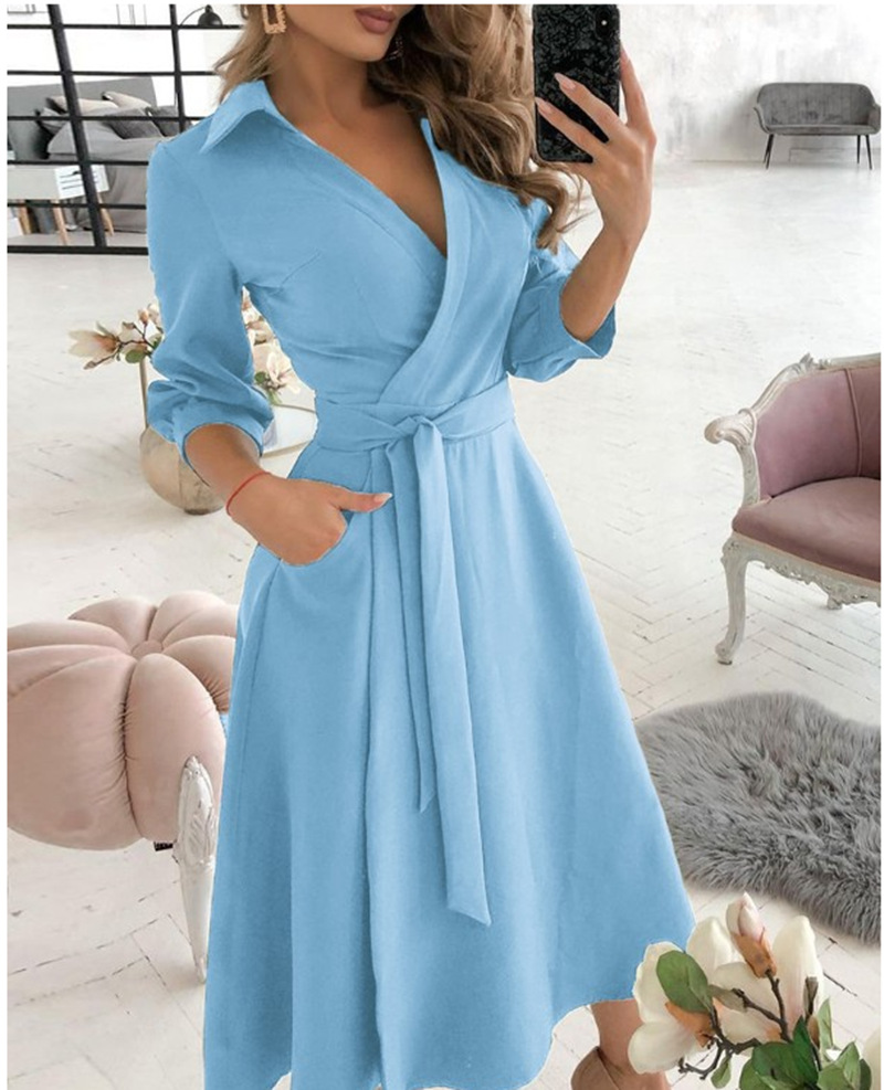 Women Print Dress Sexy V-Neck  - French Vintage Floral Midi Dress recension och pris