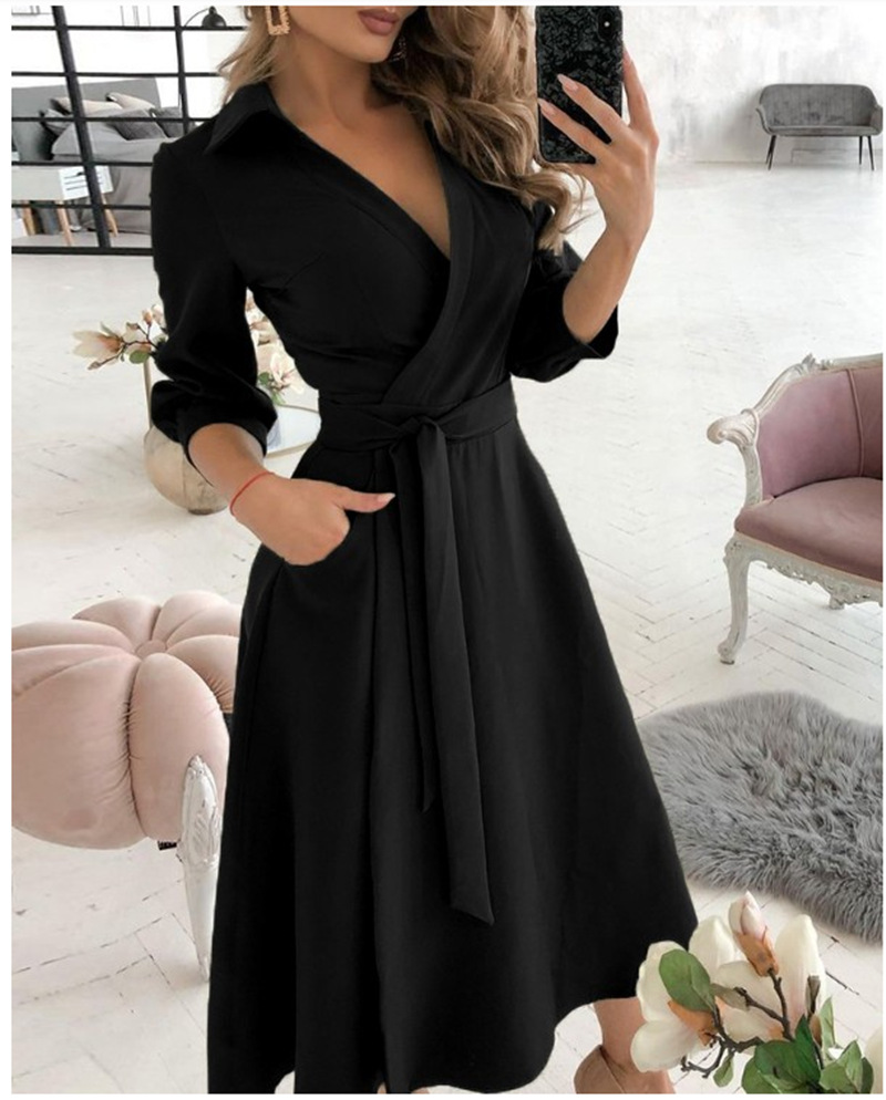 Women Print Dress Sexy V-Neck  - French Vintage Floral Midi Dress recension och pris