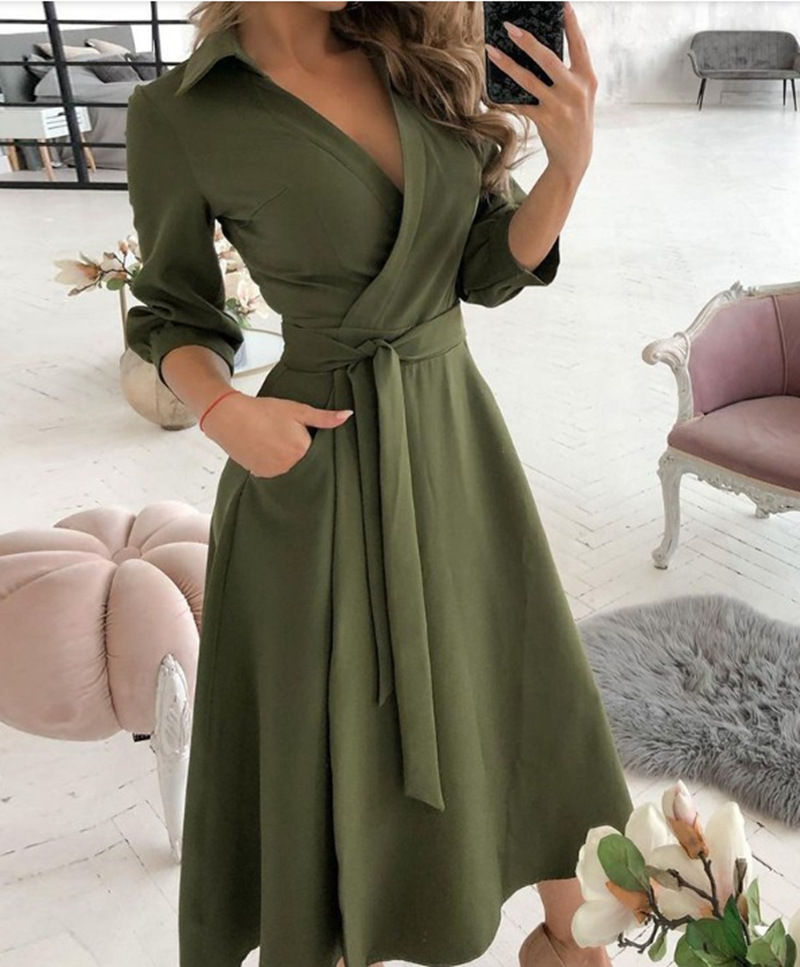 Women Print Dress Sexy V-Neck  - French Vintage Floral Midi Dress recension och pris