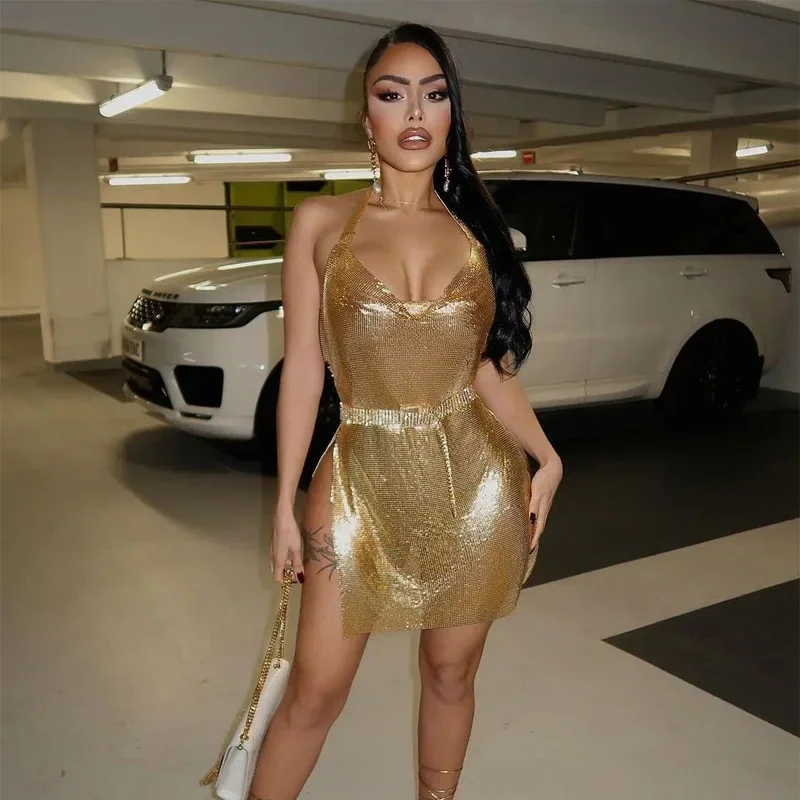 Gilding Mini Club Party Dress  - Y2K Backless Halter Mini Dress recension och pris