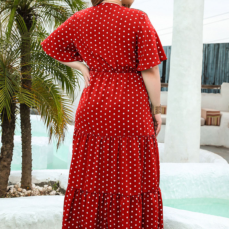 Boho Dot Printed V-Neck Women' - Boho Summer Beach Maxi Dress recension och pris