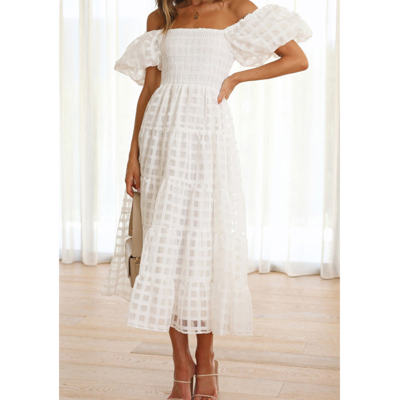 Elegant Off Shoulder Women's S - Off Shoulder Puff Sleeve Sundress recension och pris