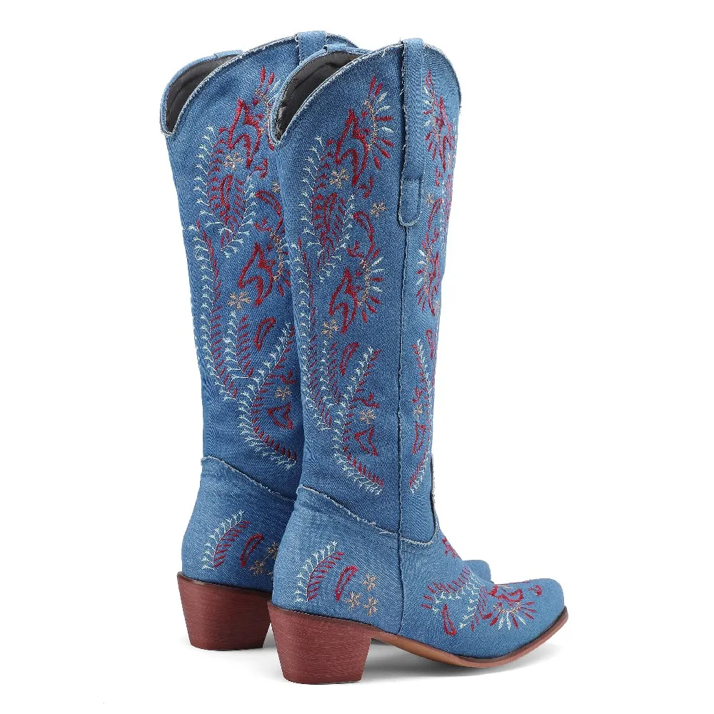 Blue Denim Western Cowgirl Kne - Jeans recension och pris