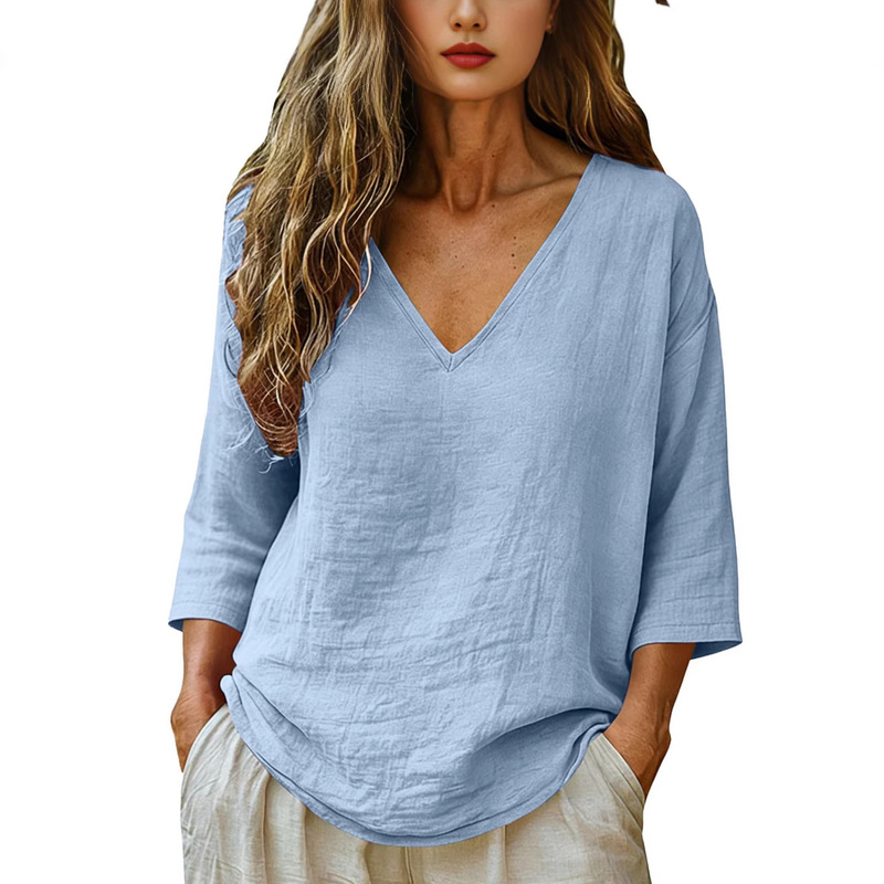 Women V Neck Seven Quarter Sle - Blouses recension och pris